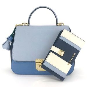 3PCS Michael Kors Bridgette Messenger Bag Wallet